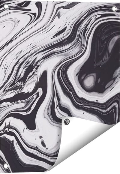 Gards Tuinposter Abstracte Kunst - Zwart met Wit - 40x50 cm - Tuindoek - Tuindecoratie - Wanddecoratie buiten - Tuinschilderij