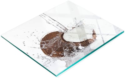 Duurzame en stijlvolle glazen snijplank met kokosmotief, 60x52 cm