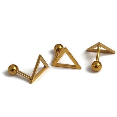 Aramat Jewels | Piercings | Helixpiercing Driehoek Goudkleurig Metaal | | | |8mm | Staal | Volwassenen | Verkleurd niet