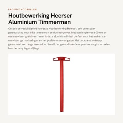 Dailygoods- Schrijfmeter 600mm - T-vormige Liniaal - Aluminium - Duurzaam - Nauwkeurige Meting - Veelvoudige Functie - Meetlat