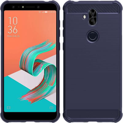 ebestStar - Hoes geschikt voor Asus Zenfone 5 Lite ZC600KL, TPU Bescherming Cover, Koolstof Design Hoesje, Donkerblauw