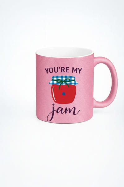 Roze Glitter Mok 'You're My Jam' - Uniek Liefdes Cadeau