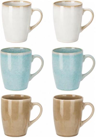 Siaki koffiemok / theemok Faye - set 6x - multi color - 340 ml - mokken - keramiek