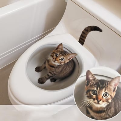 Dailygoods- WC-Sticker 3D Effect - Grappige Kat - Waterdicht - Toilet Decoratie - Muursticker - Gastentoilet Decoratieve Accessoires - Toiletdecoratie