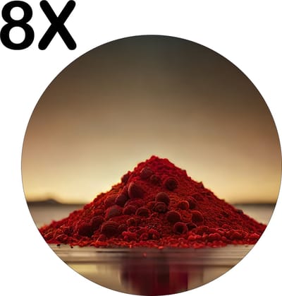 Luxe Ronde Placemat - Berg van Rood Poeder - Set van 8 Placemats - 50x50 cm - 2 mm dik Vinyl - Anti Slip - Afneembaar