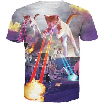 Kinderkleding Knuffelige Kat Grafisch 3D Print Mode Casual Straatstijl Zomer Korte Mouwen Tops Ronde Hals Kinder T-shirt 150