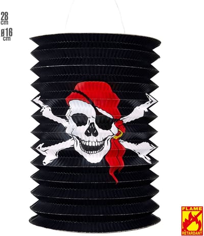 Schedel piraten papieren lantaarn 16x28cm