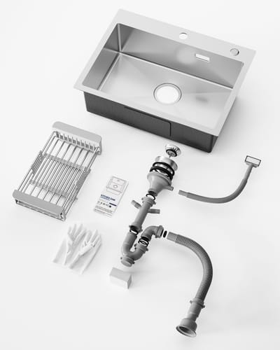 Sofetiy max Spoelbak Keuken - Enkele Gootsteen RVS Geborsteld - Opbouw & Vlakbouw Wasbak - Inclusief Sifon - 60 x 45 cm