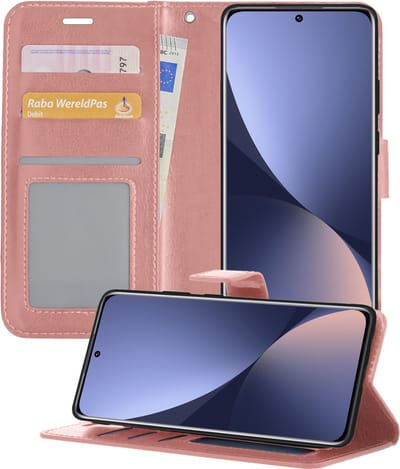 Hoesje - Geschikt voor Xiaomi 12X - Luxe Bookcase - Walletcase Hoes - Portemonnee - Cover - Telefoonhoes - Rosé goud