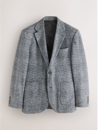 Next - Heren - Slim-fit geruite blazer met textuur en wol - Grijs