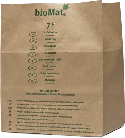 BioMat - Papieren GFT Afvalzakken 7 Liter - 40 Stuks - Kraftpapier - Composteerbaar EN13432 - Vochtbestendig en Stevig