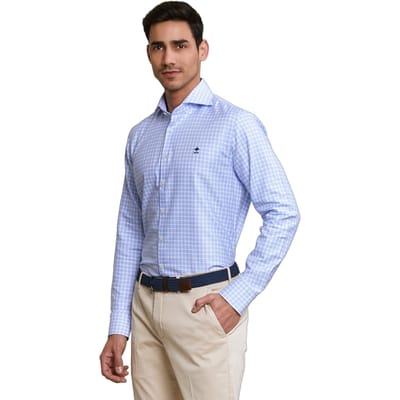 River Woods Custom Fit Checked Shirt Blue/white Size: S | Formal Shirts Outlet | Heren | Blauw