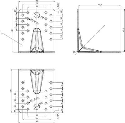Hoekconnector Zwaar - Houtverbinding Steun - Houtconstructies Versterken - Met Verstevigingsrib - 10.5 x 10.5 x 9 cm - Verzinkt