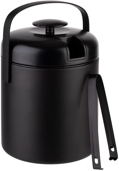 APS IJsemmer met Deksel - Ijskoeler - Inclusief Tang - Zwart - Ø 14 cm - 1,3 Liter