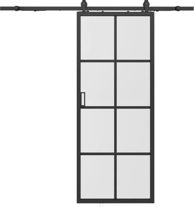 Vente-unique Schuifdeur in aluminium en gehard glas met wandbevestiging - H205 x L73 cm - WILDEN II