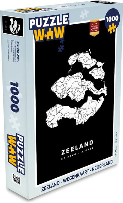 Puzzel Zeeland - Wegenkaart - Nederland - Legpuzzel - Puzzel 1000 stukjes volwassenen