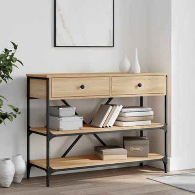 vidaXL - Wandtafel - met - lades - en - schappen - bewerkt - hout - sonoma - eikenkleur