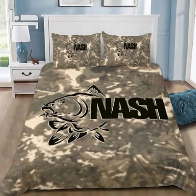 Nash Fishing Logo Dekbedovertrek Kussensloop Beddengoedset Volwassene JongenMeisje Slaapkamerdecoratie Eenpersoons Tweepersoons Groot Formaat AU Single(140x210cm)