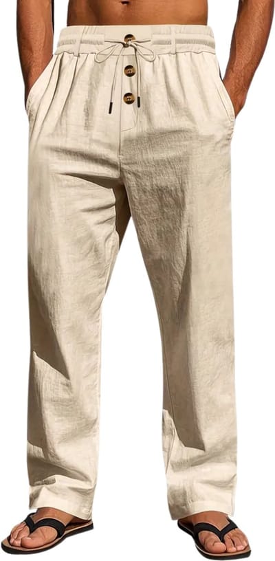 Livano Linnen Broek Heren - Zomerbroek - Volwassenen - Lange Broek - Pantalon - Strandbroek - Zomer - Ibiza Stijl - Abrikoos - Maat S