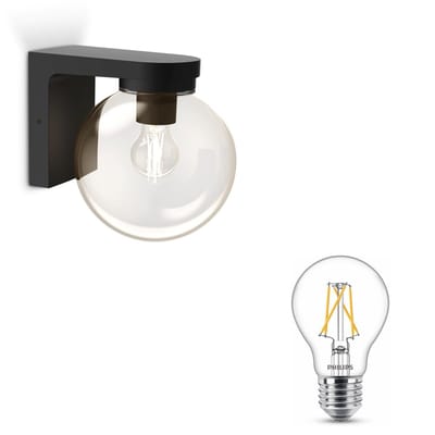 Philips Ulio Wandlamp voor Buiten Down (Zwart) - Buitenlamp - E27 - Warmwit Licht - SceneSwitch - Eenvoudig Dimbaar met Je Klassieke Schakelaar