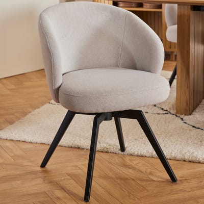 Giga Living Eetkamerstoel Durin - Met Armleuning Beige - Stof - 58,5x60x80