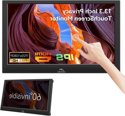 Kenowa Touchscreen draagbare monitor, 13,3 inch, FHD 1080P externe monitor, HDMI, VGA, draagbaar touchscreen, ingebouwd, anti-peep beeldscherm/luidspreker/standaard voor pc, Ras Pi, laptop, PS4