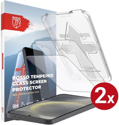 Rosso Screenprotector Geschikt voor Samsung Galaxy S24 | 9H Tempered Glass | Beschermglas | Glasplaatje | Case Friendly | Met Installatietray | Eenvoudige montage | 2-Pack