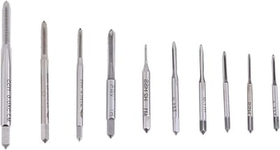 10 Stuks Mini Handtappen voor Draadbewerking - Metrische Taps M1 tot M3.5 voor Precisiewerk en Hobbyprojecten