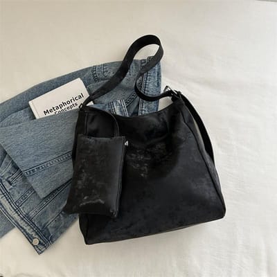 Nouveau Sac Simple de Grande Capacité pour Femmes Style Mode Coréenne Sac Fourre-tout Sac Simple à Épaule Sous le Bras black