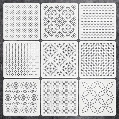 932 Stuks Sashiko Borduurmal Doe-het-zelf Geometrisch Patchwork Stencil Herbruikbaar Huisdieren Stencil Handgemaakte Borduur Ambachtelijke Gereedschappen