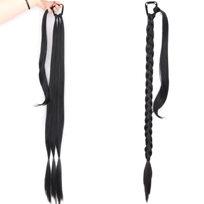 WiseGoods Luxe Paardenstaart Vlecht Extensions Dames - Hairextensions - Haarstuk - Vlechthaar - Pruik - Ponytail - Zwart 86cm