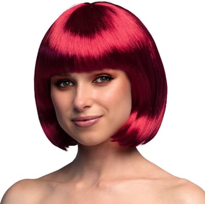 Boland - Pruik Cabaret robijnrood Rood - Steil - Kort - Vrouwen - Can Can - Glitter and Glamour