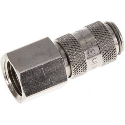 Vernikkeld Messing DN 2.7 (Micro) Luchtkoppeling Snelkoppeling G 1/8 inch Binnendraad Double Shut-Off - CLS2-F-BN-SV-P-018