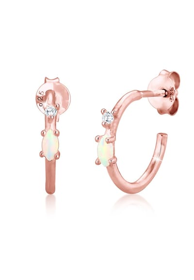 Elli Oorbellen Marquise Opaal Zirconia 925 Zilver verguld