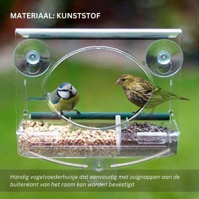 MIRA® Vogelvoederhuisje raam - Vogelhuisjes - Doorzichtig met Zuignap - Duidelijk - 20cm x 18cm x 10cm