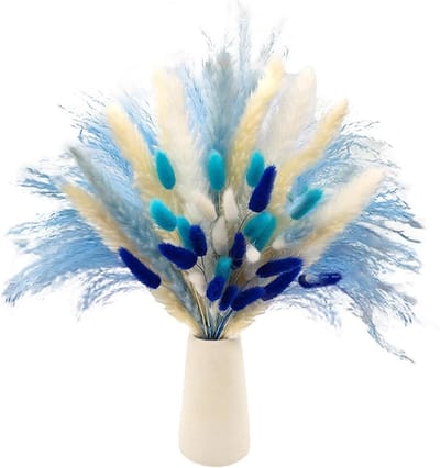 Gedroogde bloemen boeket - Natuurlijk arrangement - Huisdecoratie - Met koeienhuid doos - 140 Gram - Blauw