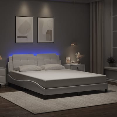 vidaXL - Bedframe - met - LED - zonder - matras - "Zadar" - wit - 160x200 - cm