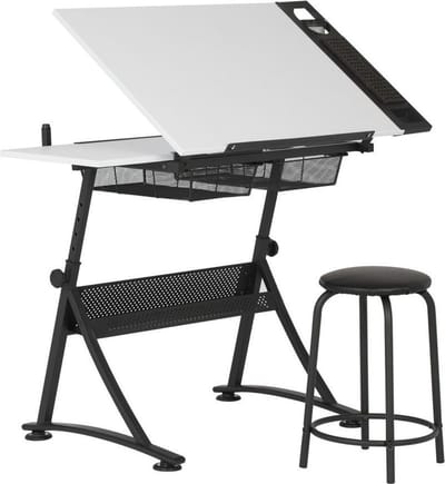 Studio Designs Fusion Craft Center tekentafel incl. kruk - Charcoal/ White