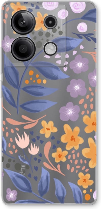 Case Company® - Hoesje geschikt voor Xiaomi Redmi Note 13 5G hoesje - Flowers with blue leaves - Soft Cover Telefoonhoesje - Bescherming aan alle Kanten en Schermrand