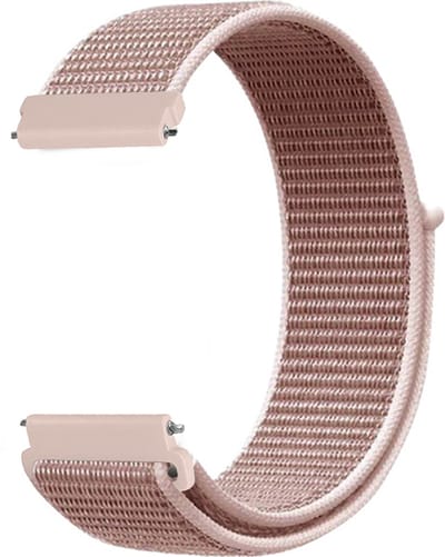 YONO Nylon Smartwatch Bandje - 20mm - Horlogebandje geschikt voor Samsung Galaxy Watch 7 6 5 4 - Garmin Vivoactive 5/6 - Classic - Lichtroze