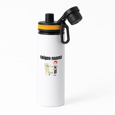 Hacebo® - kunstenares die schildert met eigen naam waterfles met draaidop oranje - Kunst - kunstenaars/kunstenaressen - iemand die houdt van kunst of kunst maken - verjaardag - cadeau - kado - water fles - 850ML