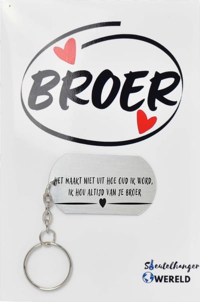 Het maakt niet uit hoe oud ik word Sleutelhanger inclusief kaart - broer cadeau - cadeaupakket - verjaardag - Leuk kado voor je broer om te geven - 2.9 x 5.4CM