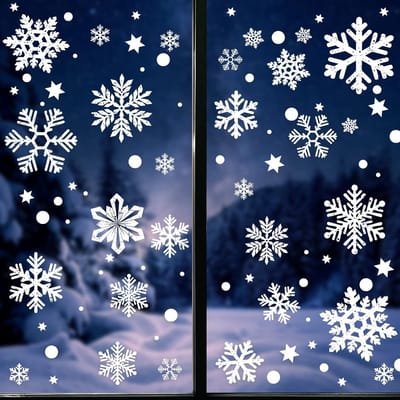 145 Stuks Sneeuwvlokken Raamstickers - Grote Electrostatische Zelfklevende Decoratie voor Winter, Kerstmis en Oud & Nieuw