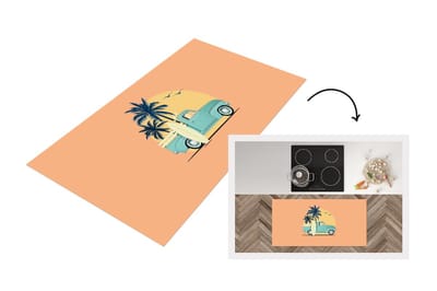 Keukenloper - Loper keuken - Bus - Zon - Surfboard - Zomer - 120x60 cm - Keukenloper vinyl