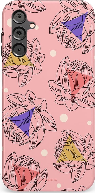 Casetastic Hoesje Geschikt voor Samsung A14 (5G/4G) - Stijlvolle Beschermende Duo-layer Case - Bloemen Pastel Roze