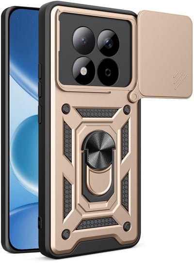 MobyDefend Hoesje - Geschikt voor Xiaomi Redmi Note 15 Pro Plus 5G - Pantsercase Met Draaibare Ring - Goud