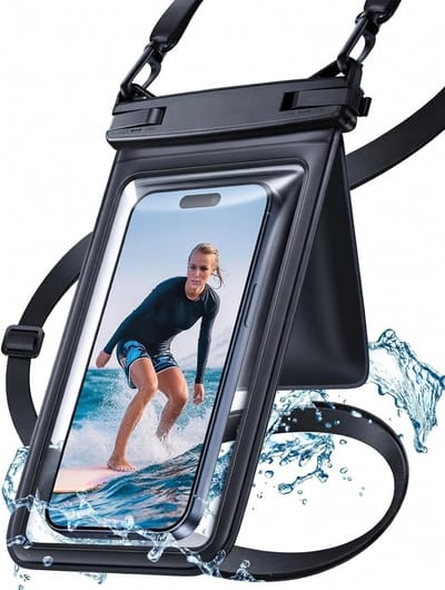 Famanu – Dubbel ontwerp 7,5" onderwater telefoonhoes voor zwemmen Dry Bag met sleutelkoord