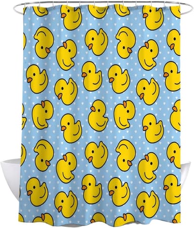 Anti-schimmel Douchescherm van Polyester 120 x 180 cm met Eend Design en 12 Oogjes - Ideaal voor Badkamer en Hotelgebruik