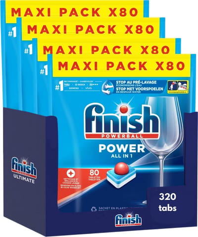 Finish Powerball Power All-In-1 vaatwassertabletten - 320 vaatwastabletten - Jaarverpakking