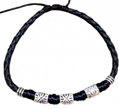 Armband-Zwart-Tibetaanse stijl-Extra groot-Schuifsluiting-20- 26 cm - Charme Bijoux